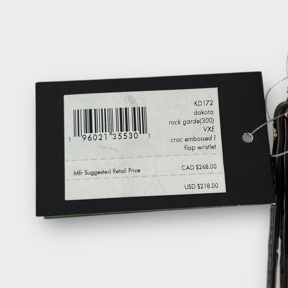 Kate Spade Dakota Croc-embossed Flap Wristlet in Rock Garden Green NEW - Picture 10 of 12